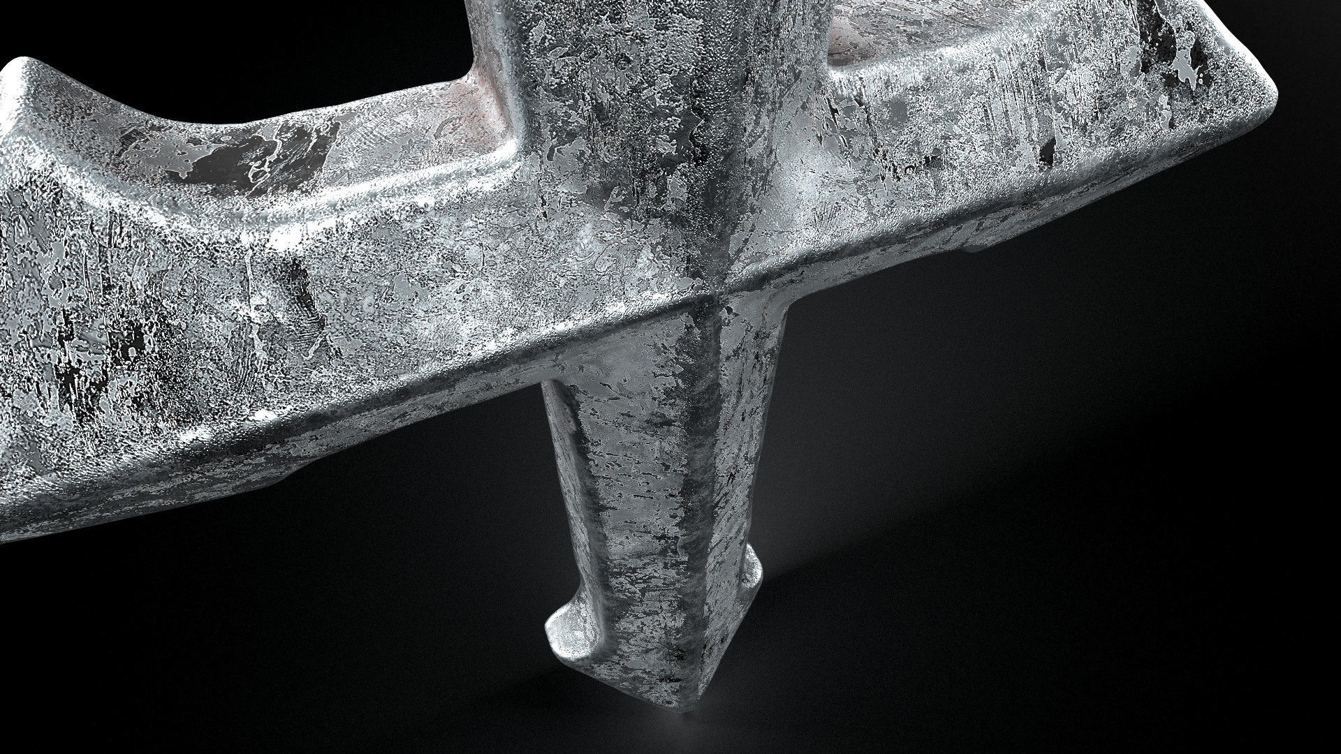 High-Poly Vintage Oxidized Silver Arrow-shaped Cross 3D model_4