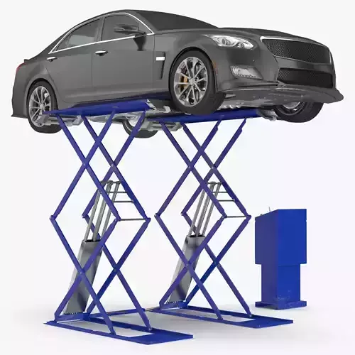 Automotive Scissor Lift and Sedan 3D model