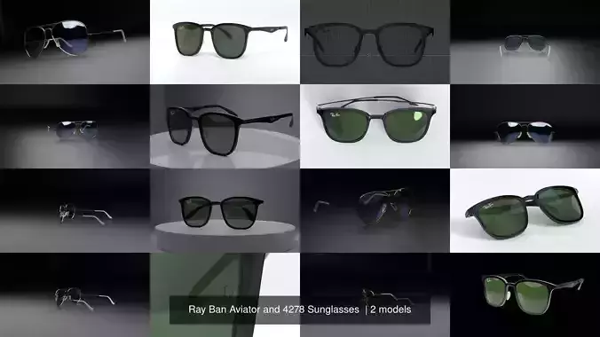 Ray Ban Aviator and 4278 Sunglasses  3D Model Collection