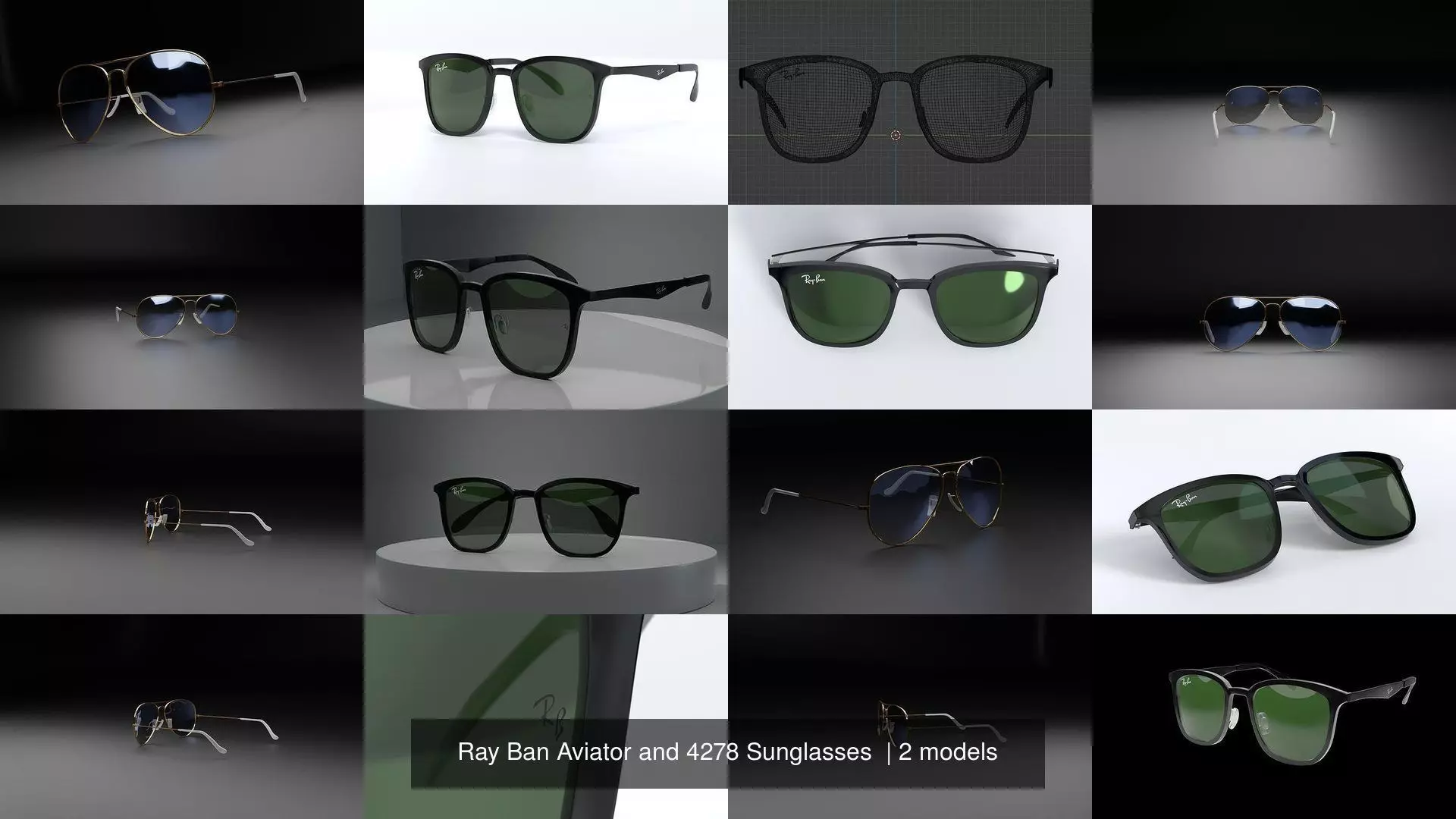 Ray Ban Aviator and 4278 Sunglasses  3D Model Collection_0