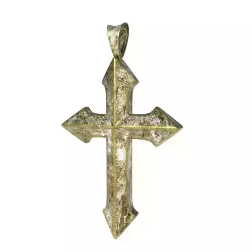 High-Poly Brass silvering Arrow-shaped cross 3D model