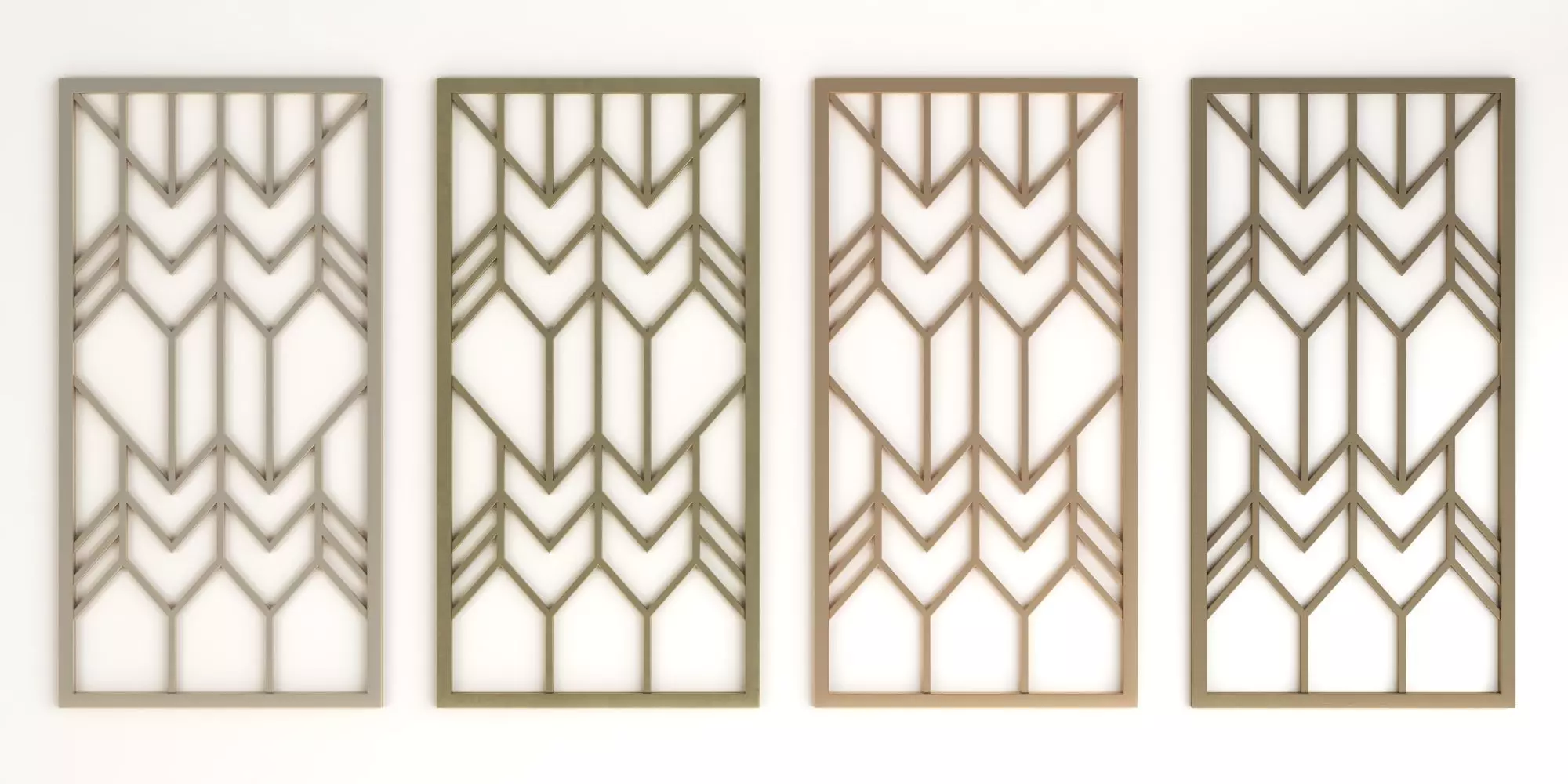 Decorative gold plaster partition screen with geometric pattern 3D model_0