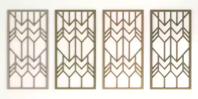 Decorative gold plaster partition screen with geometric pattern