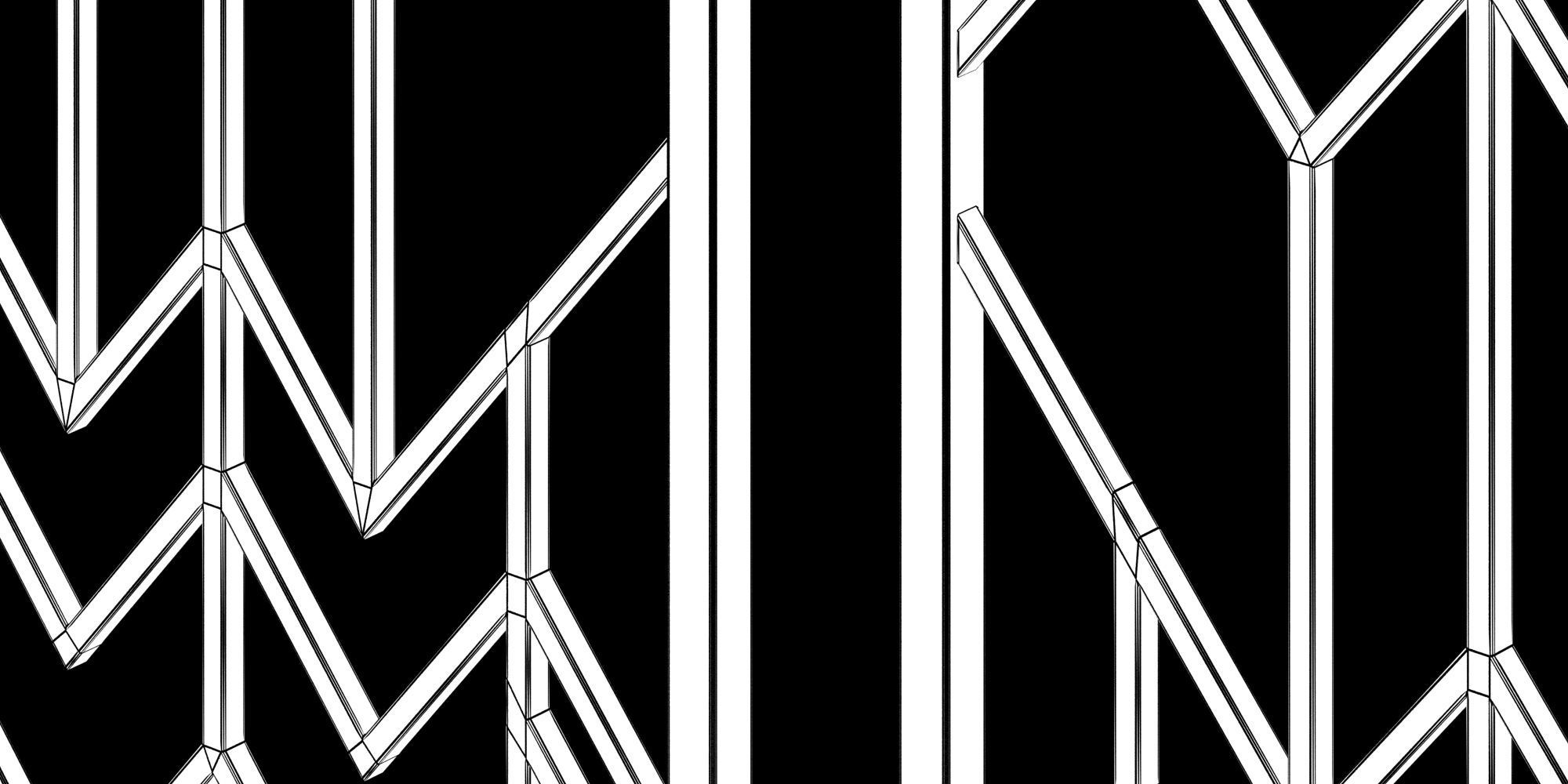 Decorative gold plaster partition screen with geometric pattern 3D model_4