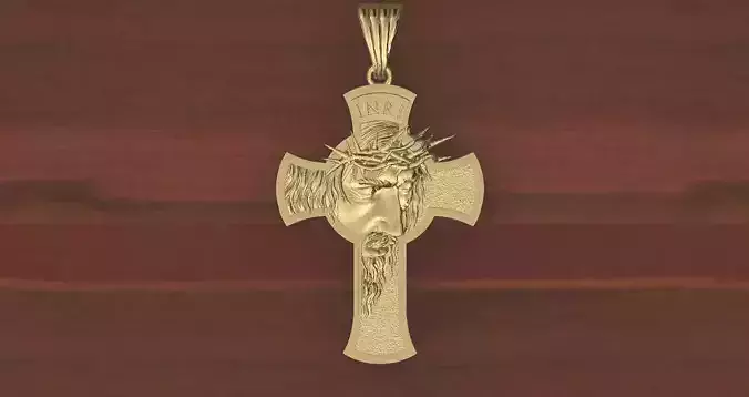Cross Christ Gold Pendant