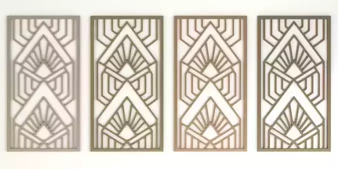 Decorative gold plaster partition screen with geometric pattern