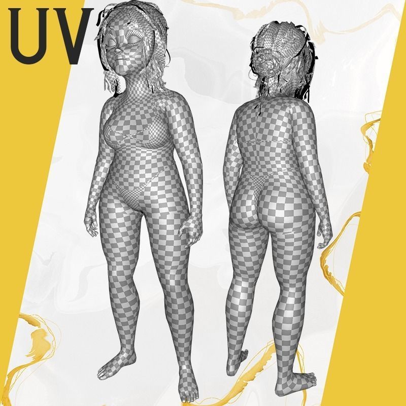 Old woman Cartoon Grandma Elderly Low-poly 3D model_36