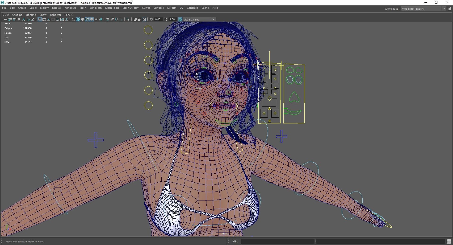 Old woman Cartoon Grandma Elderly Low-poly 3D model_24