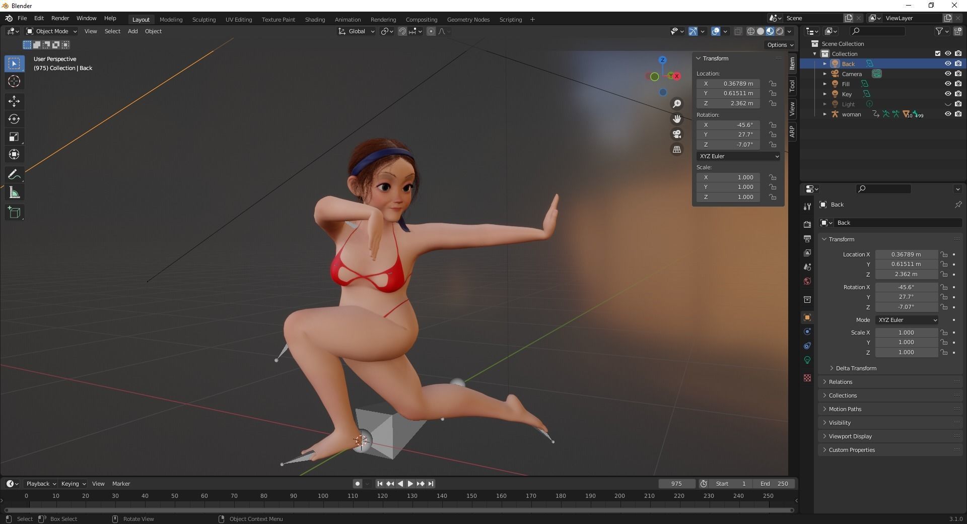 Old woman Cartoon Grandma Elderly Low-poly 3D model_22