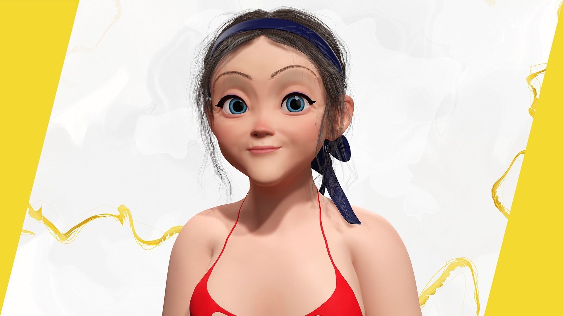 Old woman Cartoon Grandma Elderly Low-poly 3D model_6