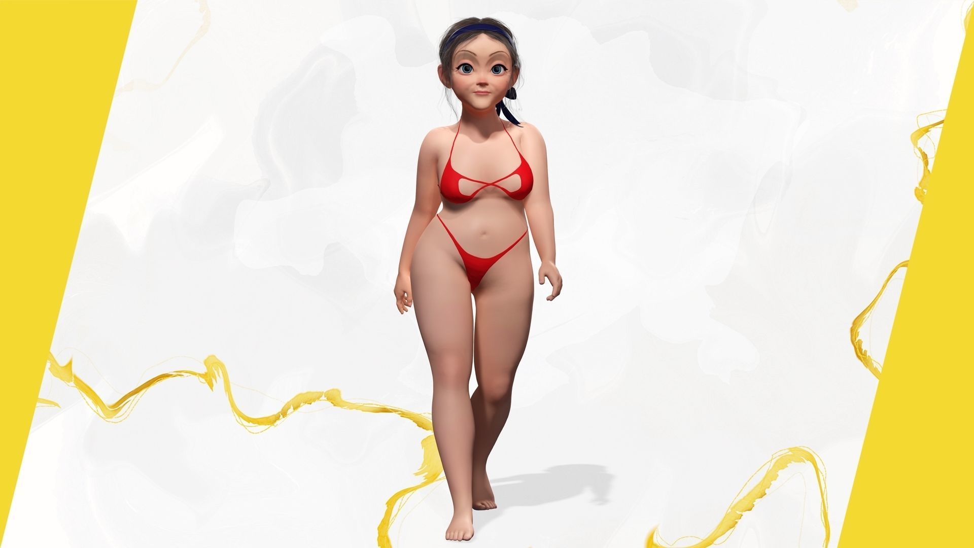 Old woman Cartoon Grandma Elderly Low-poly 3D model_10