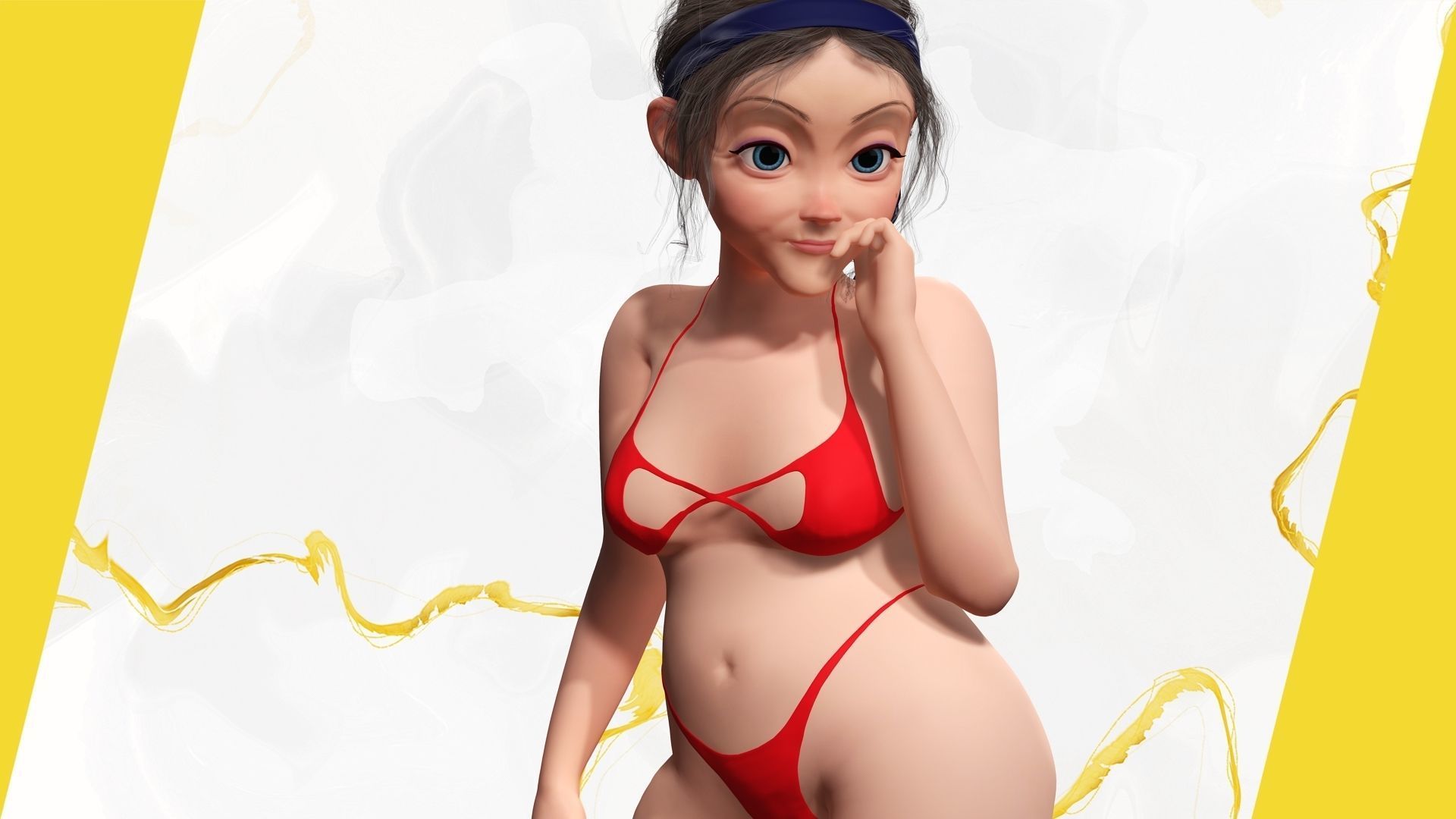 Old woman Cartoon Grandma Elderly Low-poly 3D model_5