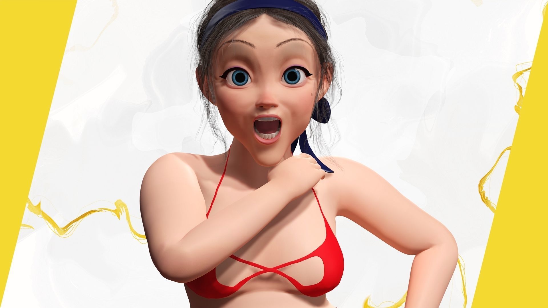 Old woman Cartoon Grandma Elderly Low-poly 3D model_16