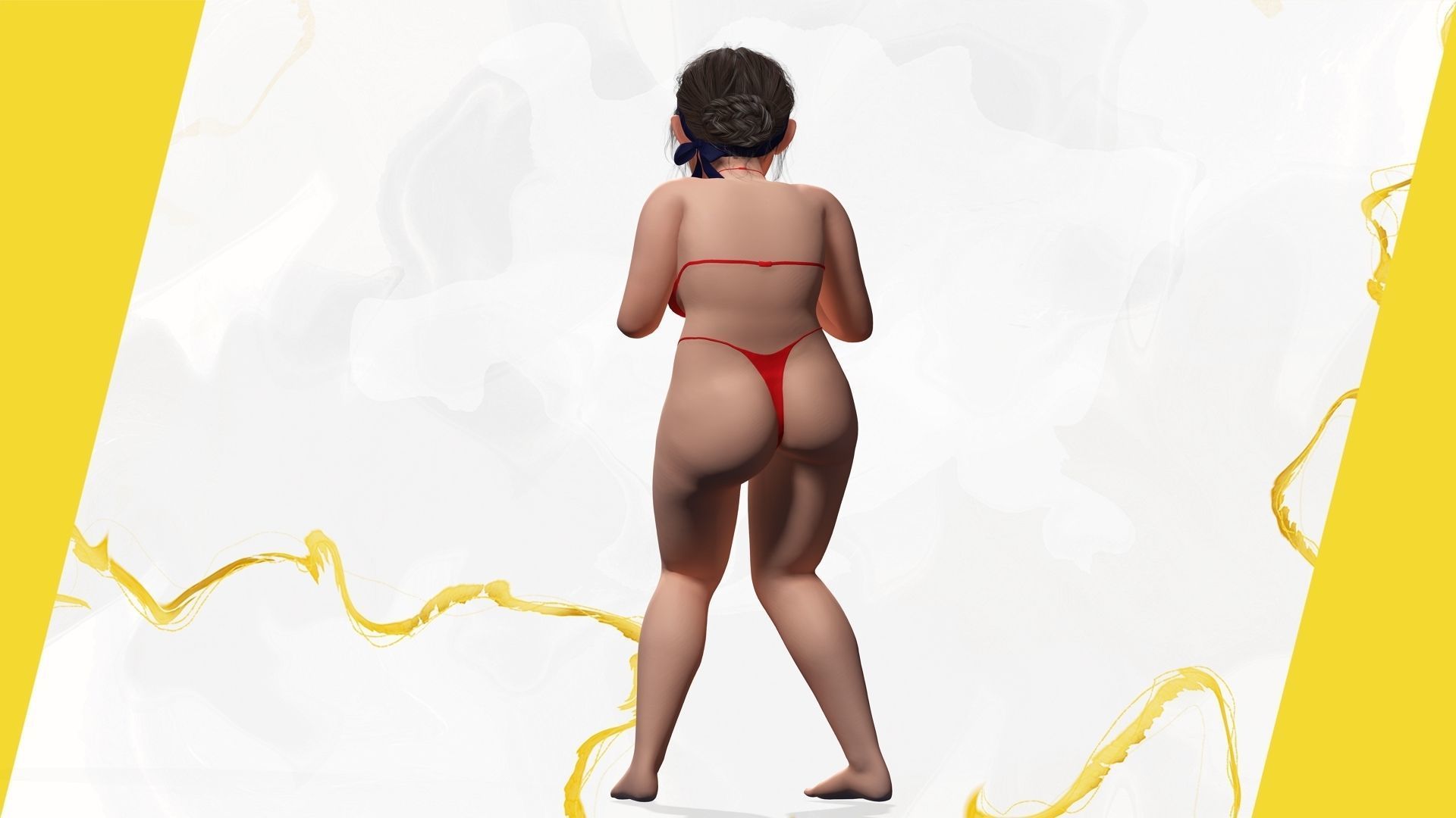 Old woman Cartoon Grandma Elderly Low-poly 3D model_12