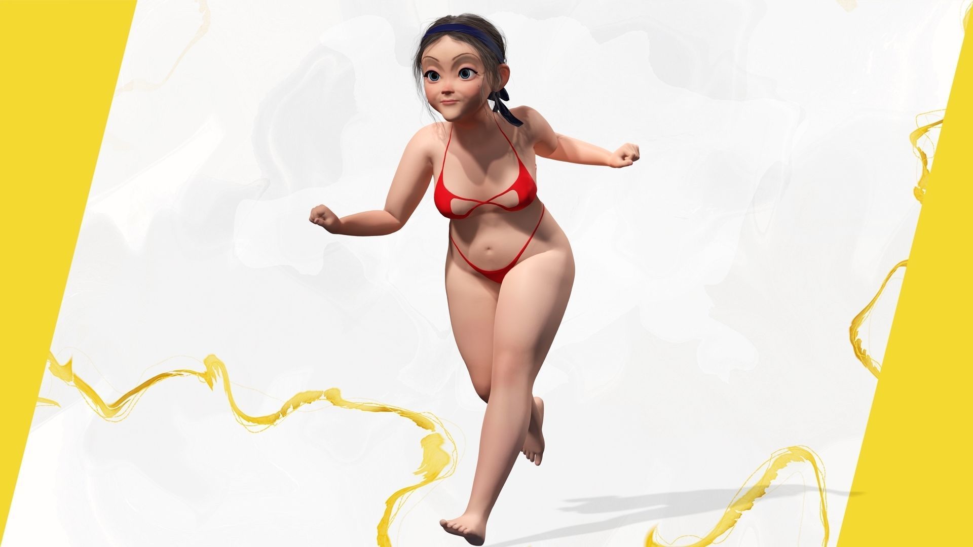 Old woman Cartoon Grandma Elderly Low-poly 3D model_13