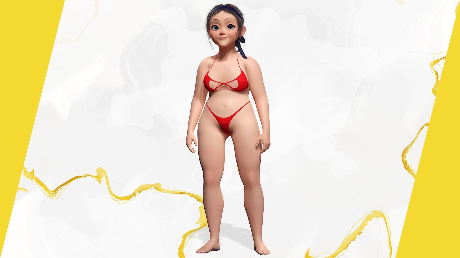 Old woman Cartoon Grandma Elderly Low-poly 3D model_2