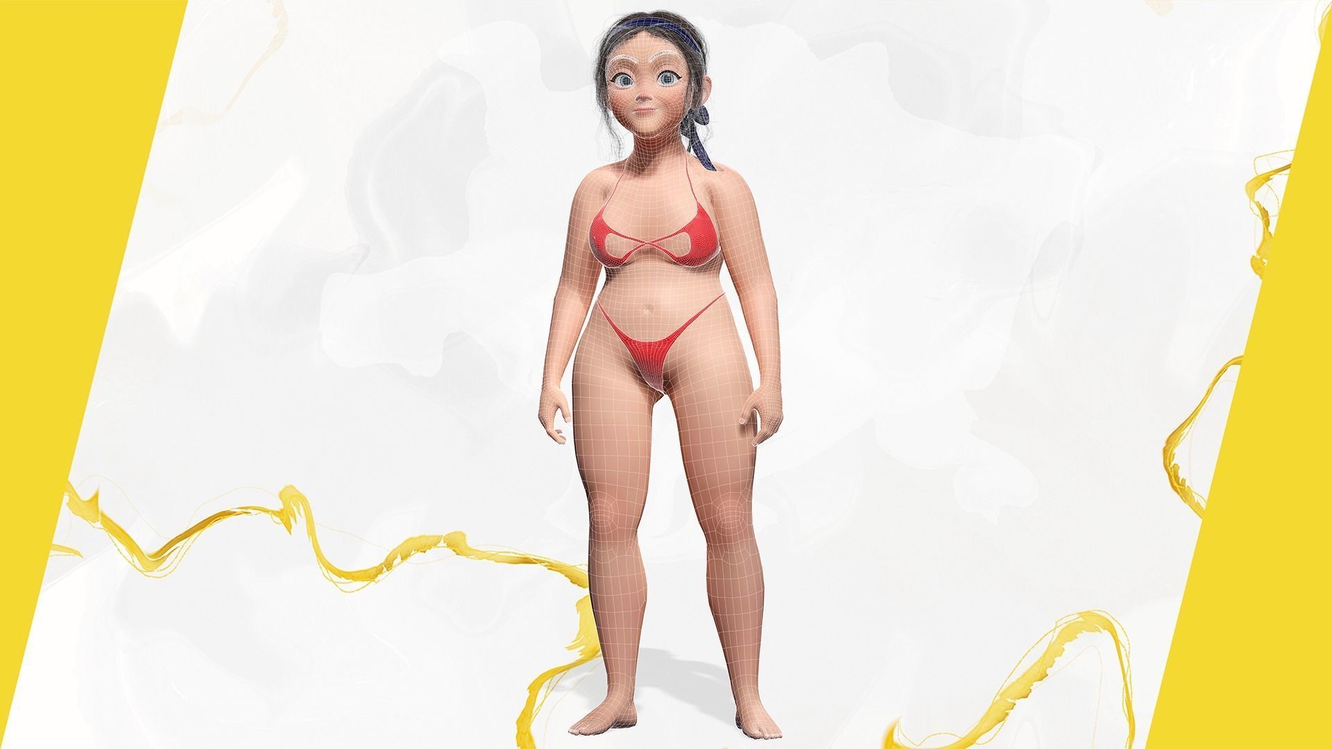 Old woman Cartoon Grandma Elderly Low-poly 3D model_37