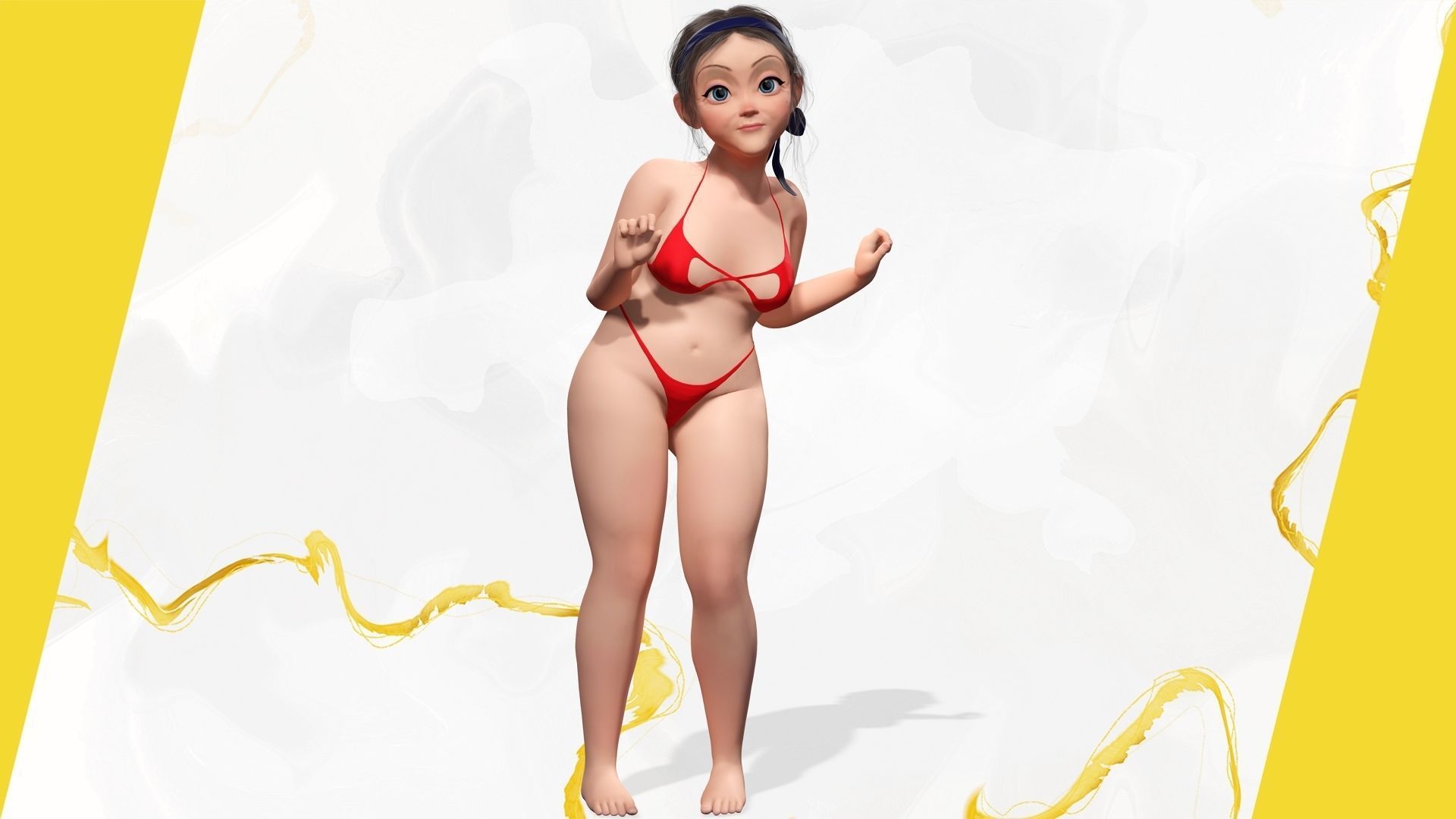 Old woman Cartoon Grandma Elderly Low-poly 3D model_11