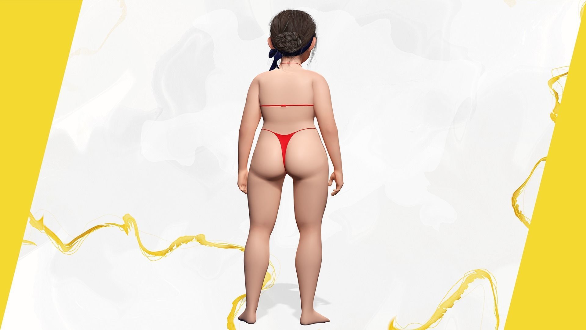 Old woman Cartoon Grandma Elderly Low-poly 3D model_8