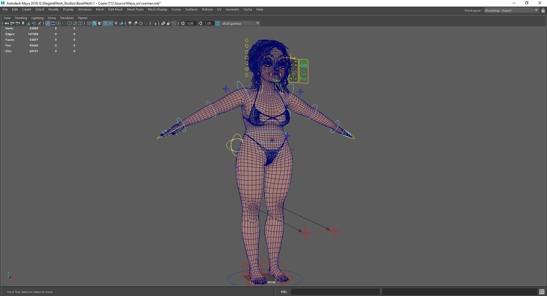 Old woman Cartoon Grandma Elderly Low-poly 3D model_25