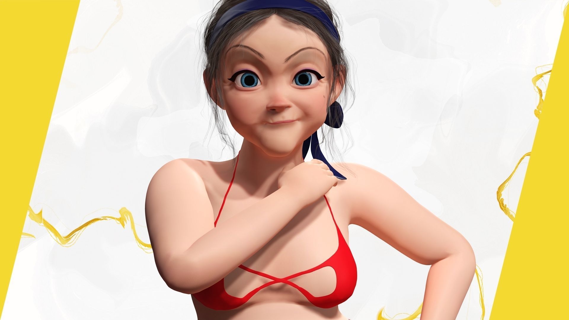 Old woman Cartoon Grandma Elderly Low-poly 3D model_14