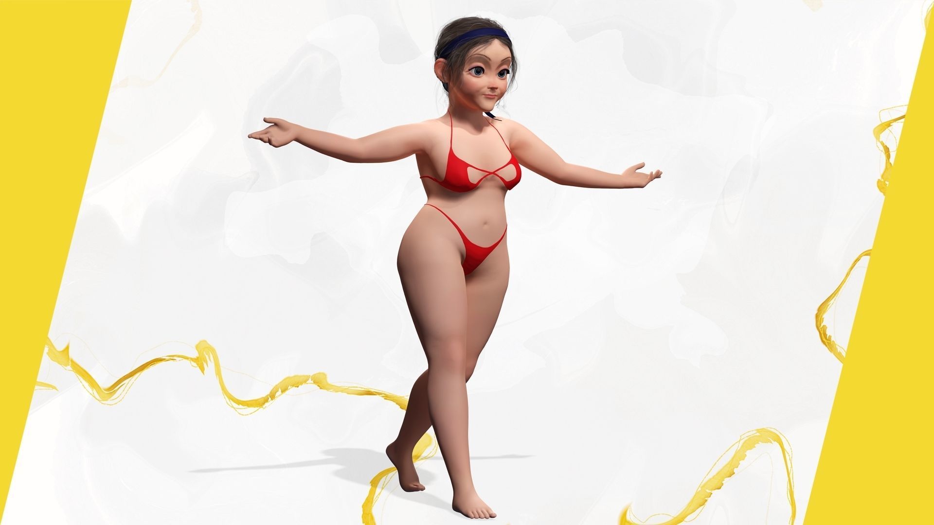 Old woman Cartoon Grandma Elderly Low-poly 3D model_9