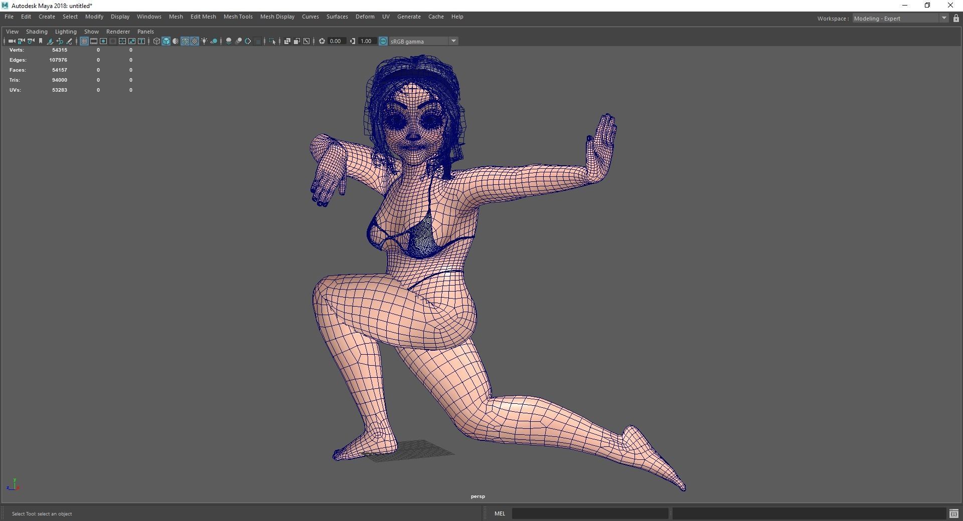 Old woman Cartoon Grandma Elderly Low-poly 3D model_26