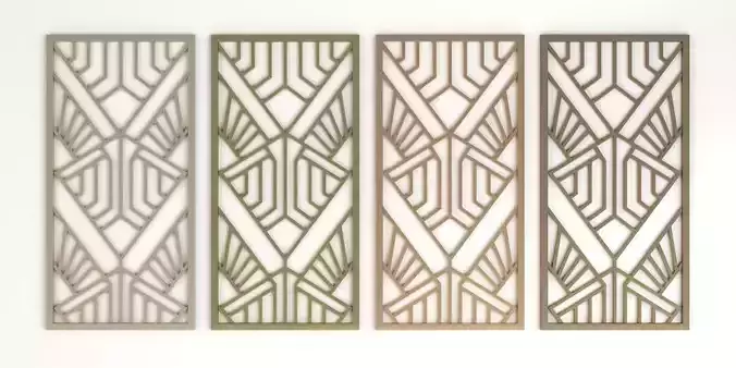  Decorative gold plaster partition screen with geometric pattern