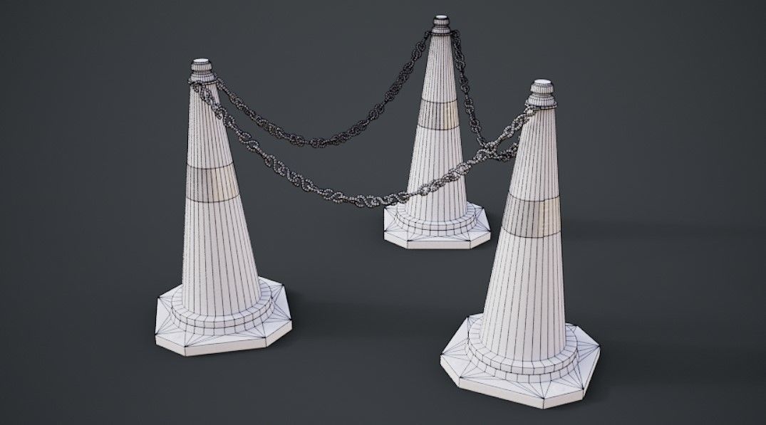 Traffic Cones Low-poly 3D model_27