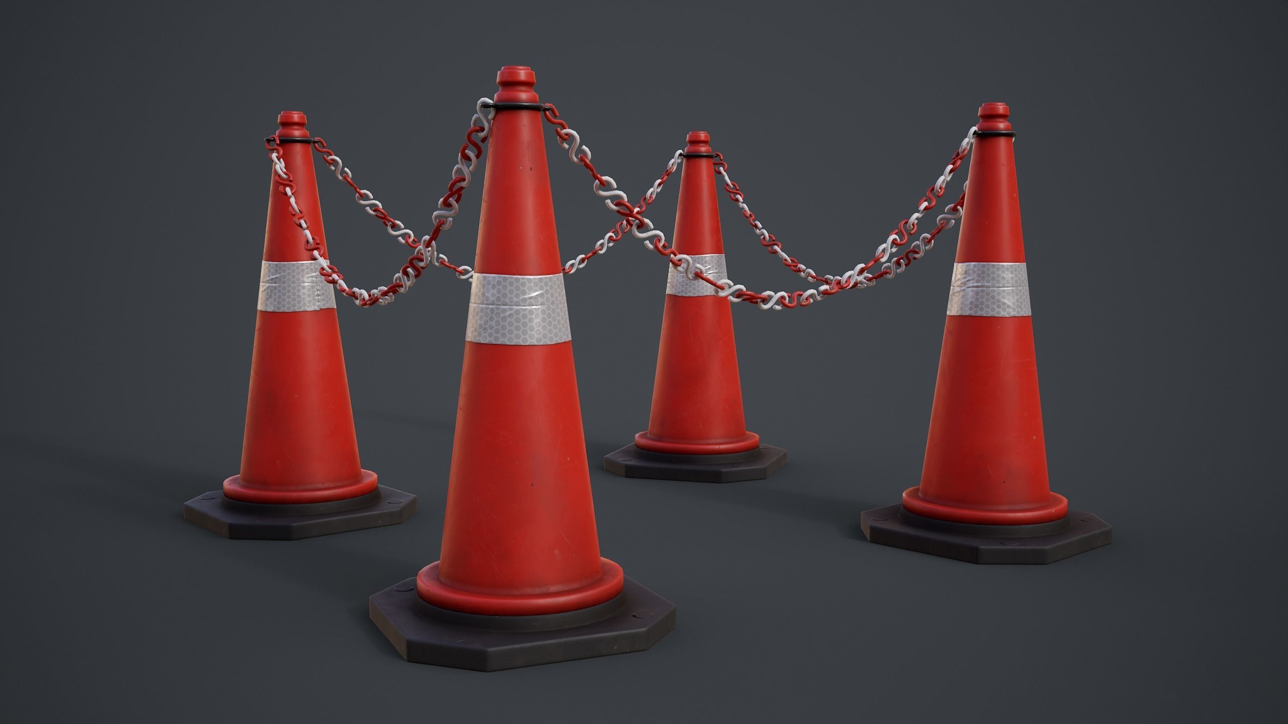 Traffic Cones Low-poly 3D model_7