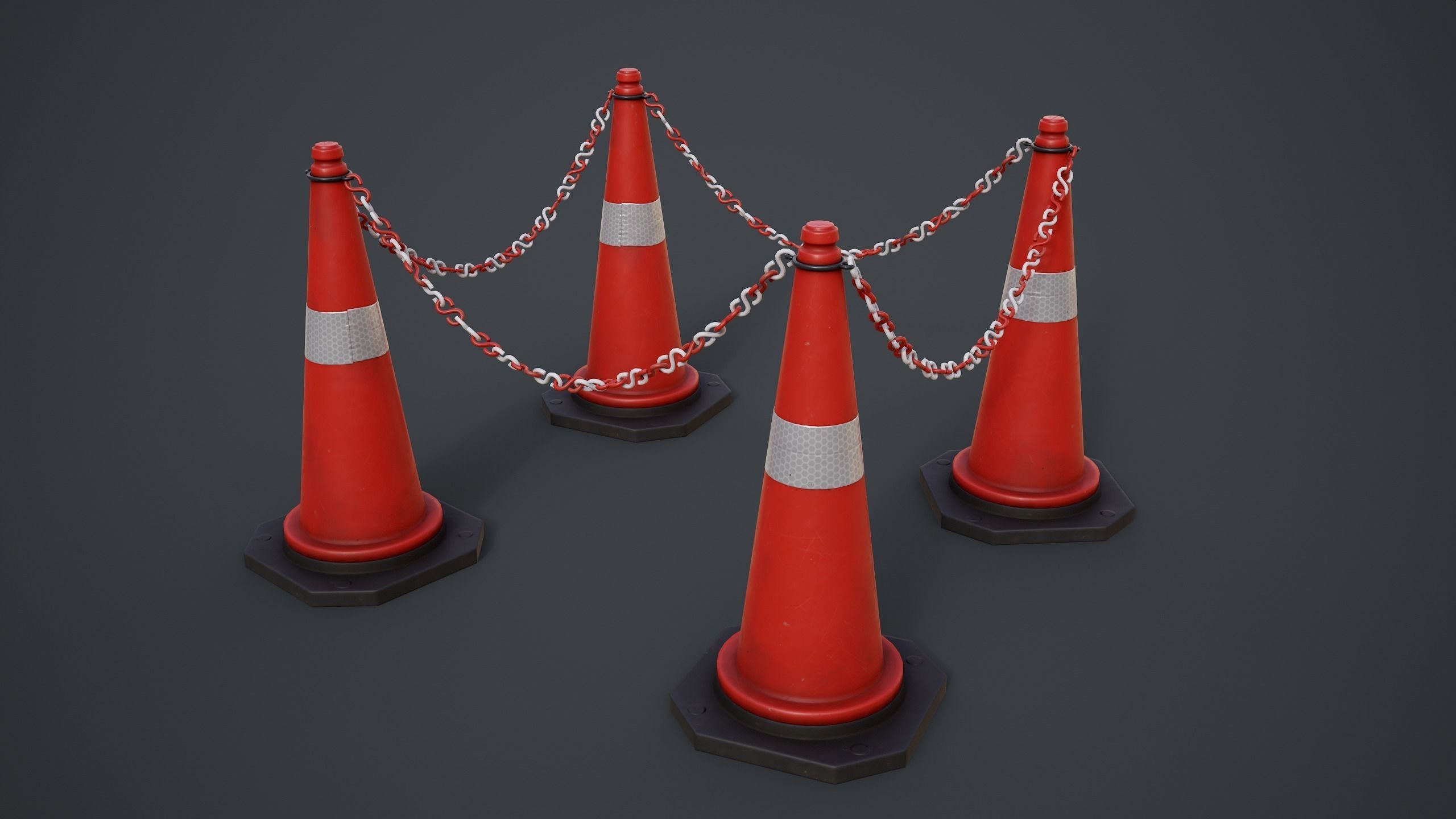 Traffic Cones Low-poly 3D model_8