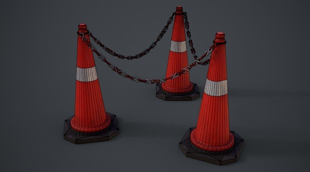 Traffic Cones Low-poly 3D model_26