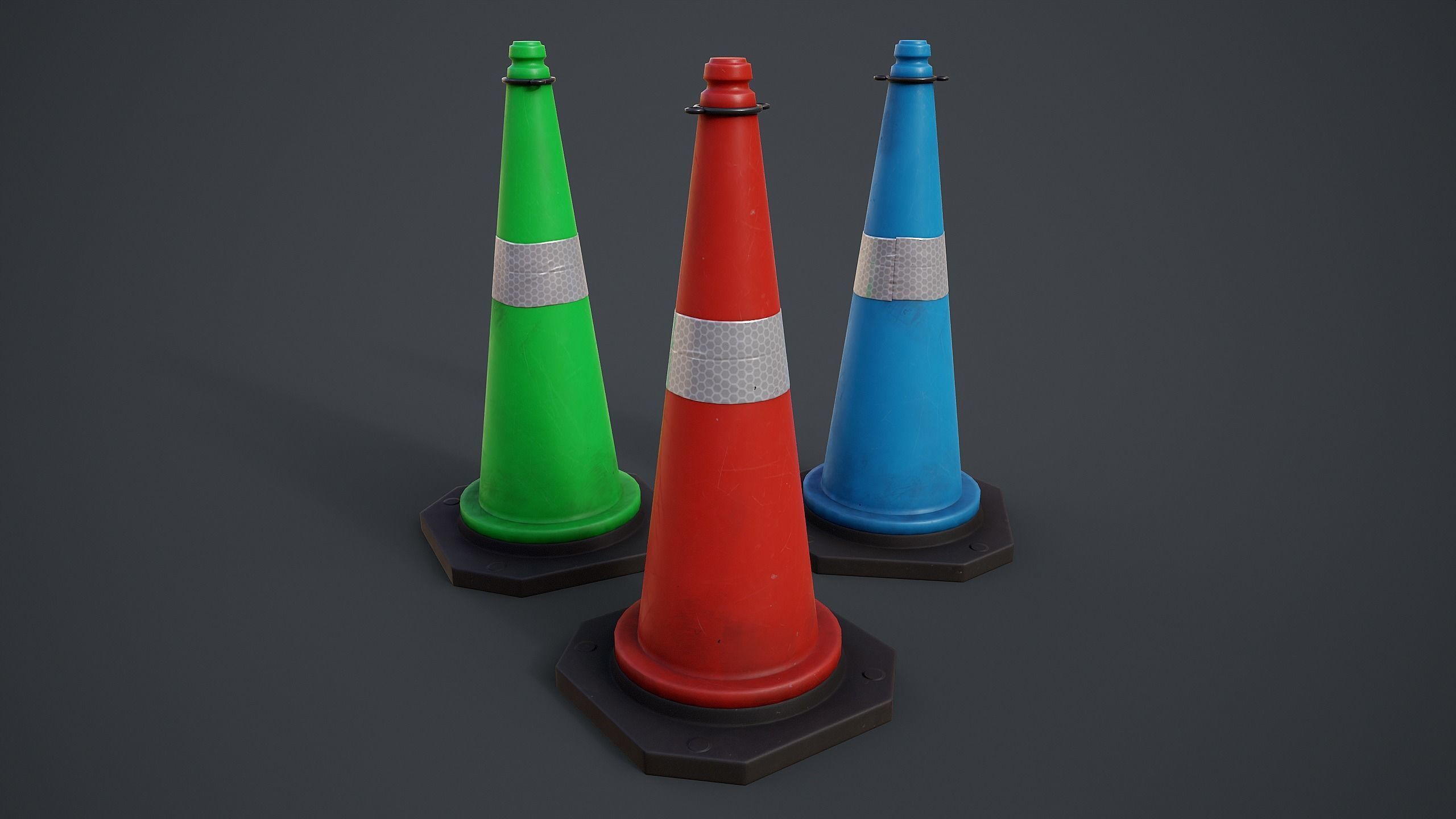 Traffic Cones Low-poly 3D model_9