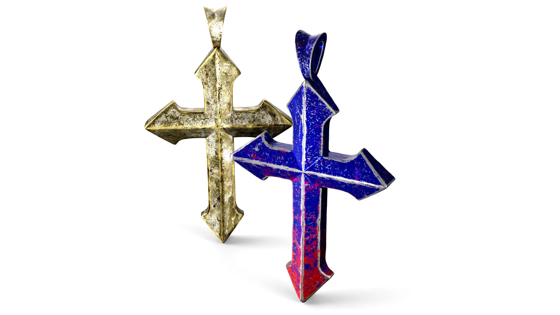 High-Poly Titanium Arrow-shaped cross 3D Model 3D model_8