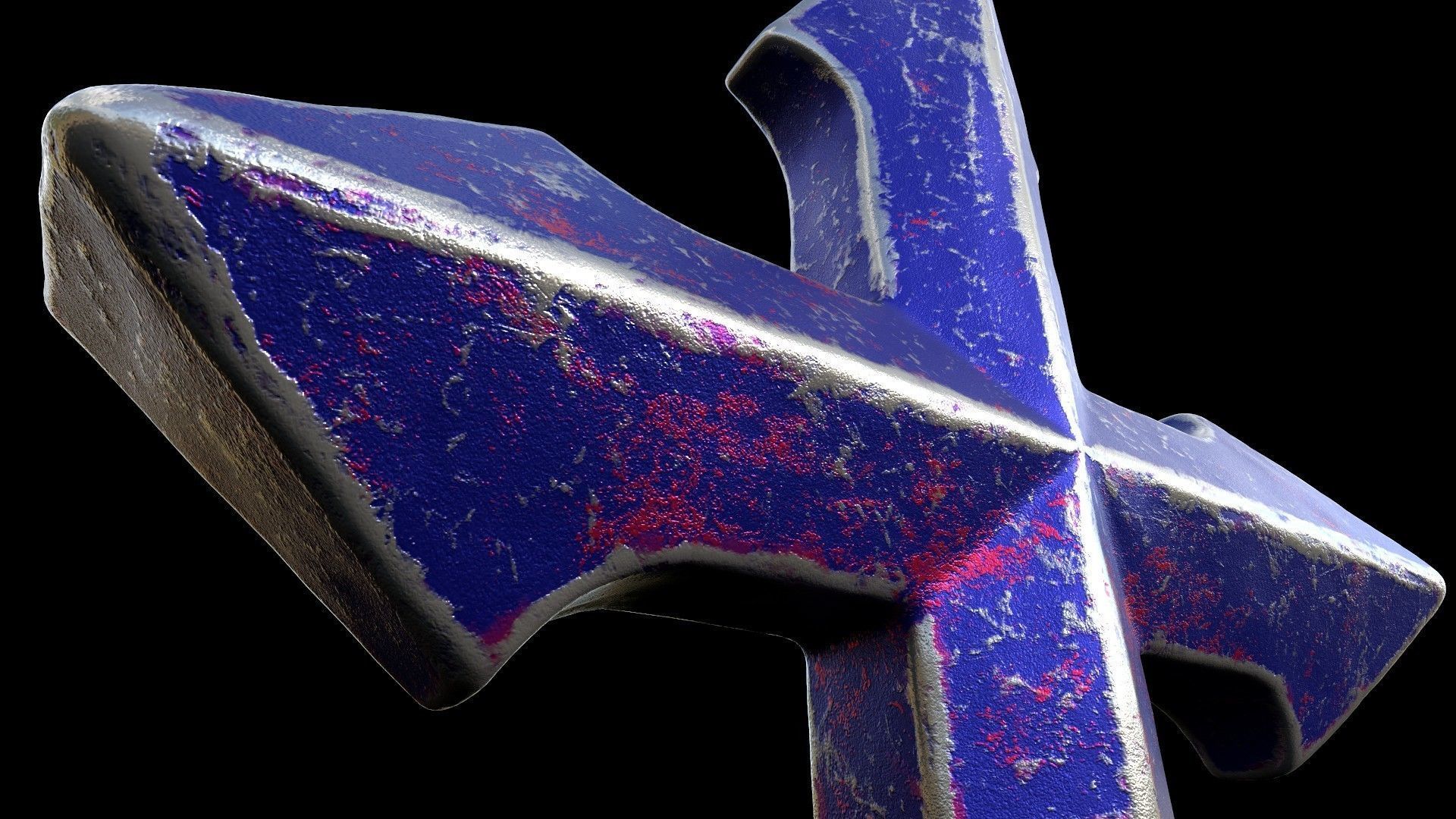 High-Poly Titanium Arrow-shaped cross 3D Model 3D model_5