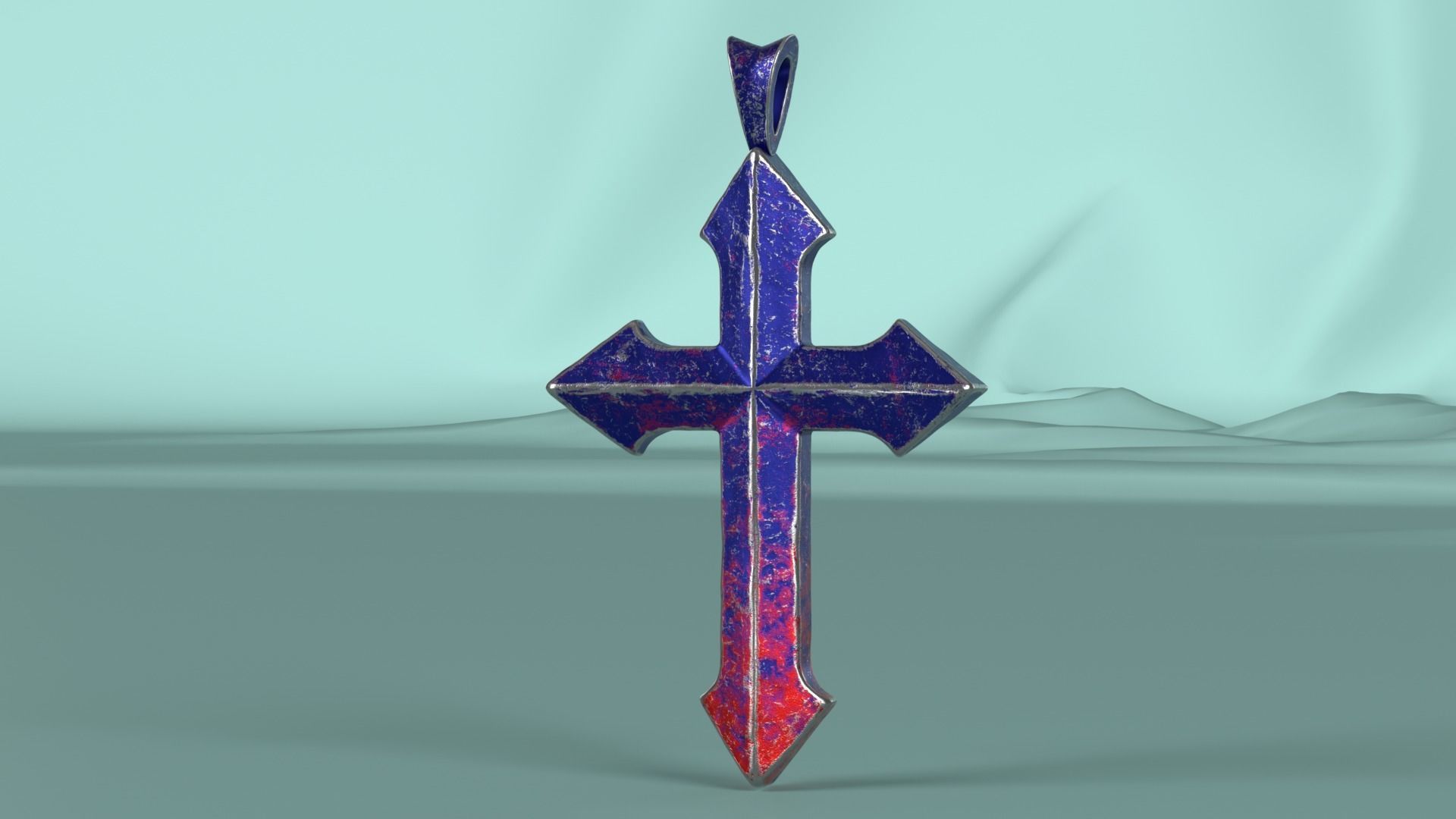 High-Poly Titanium Arrow-shaped cross 3D Model 3D model_19