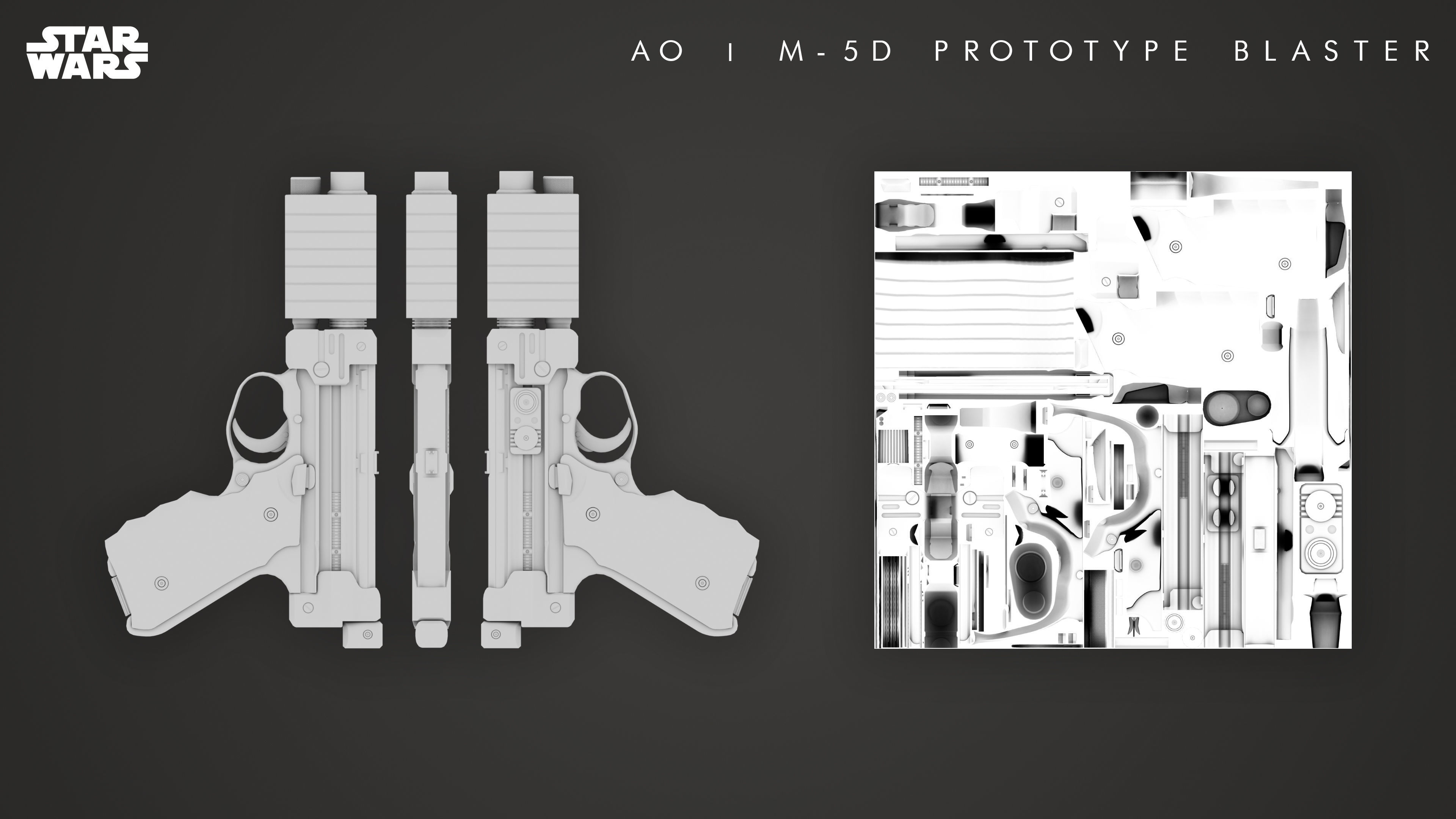 M-5D Prototype Blaster Low-poly 3D model_10
