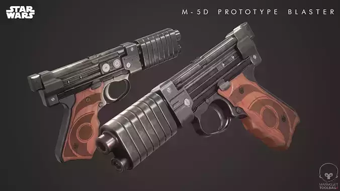 M-5D Prototype Blaster Low-poly 3D model