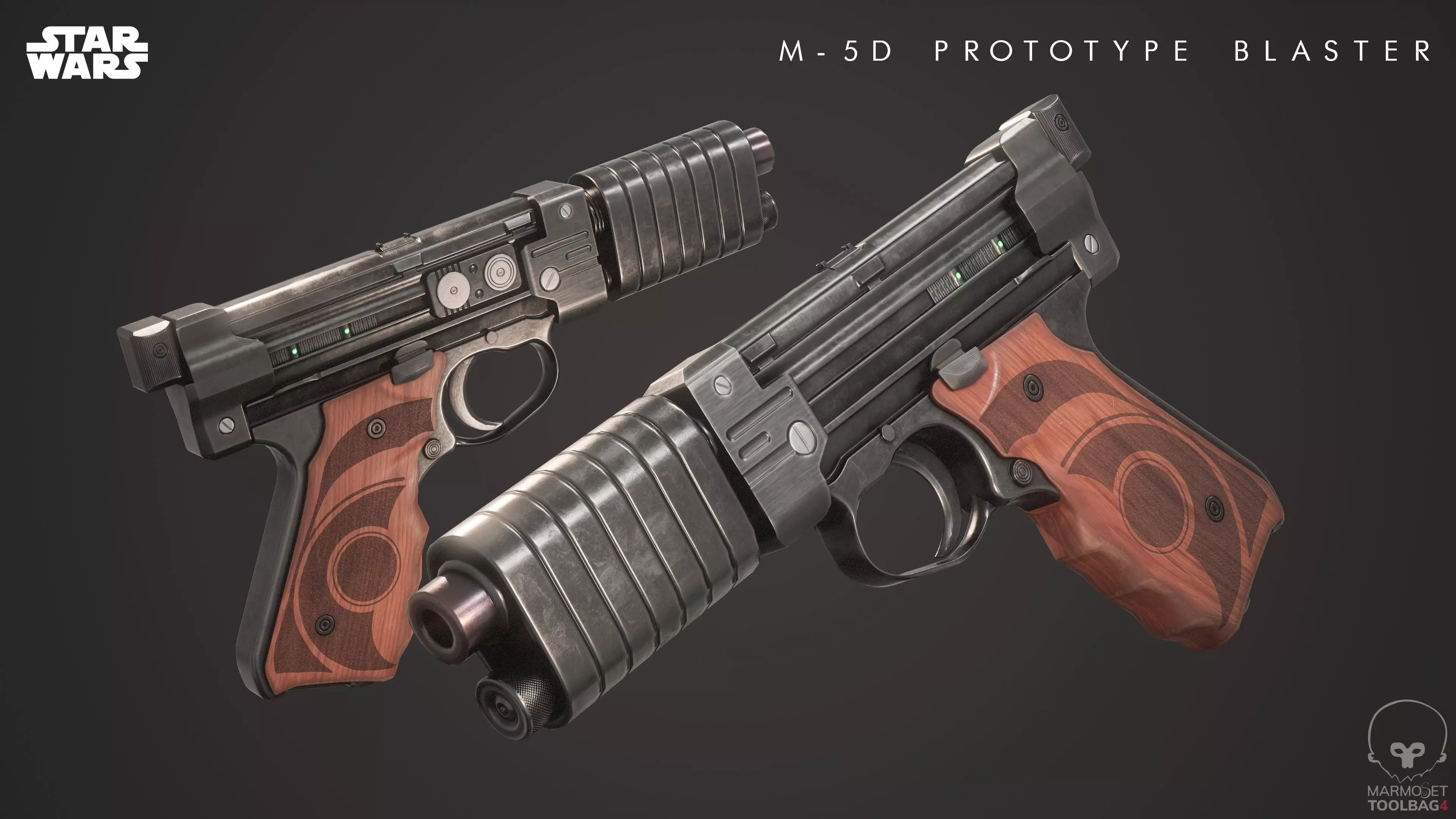 M-5D Prototype Blaster Low-poly 3D model_0