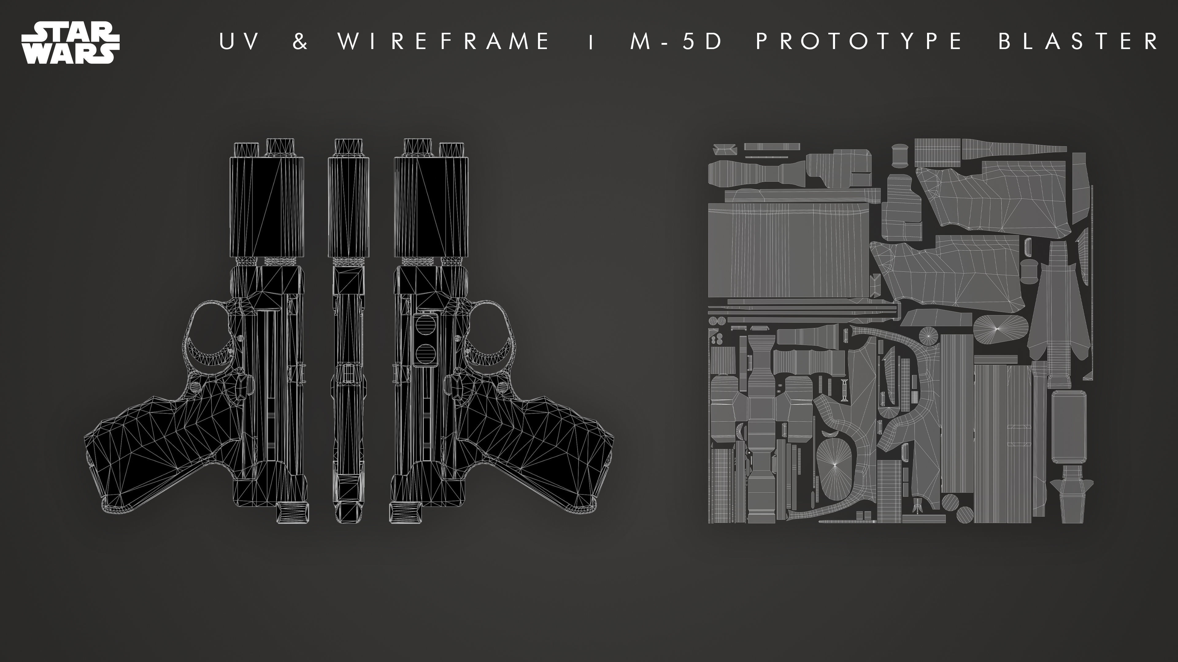 M-5D Prototype Blaster Low-poly 3D model_11