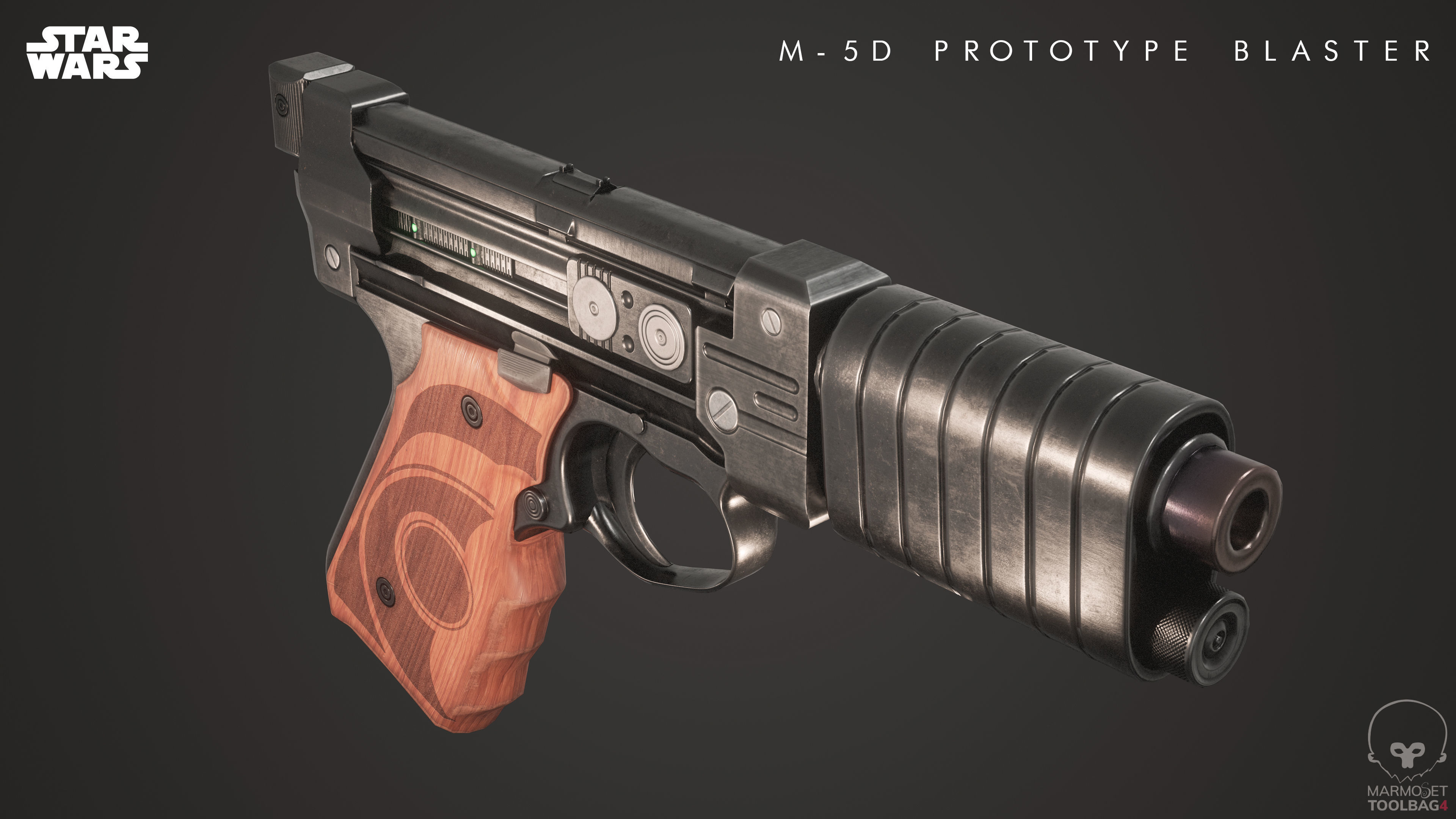 M-5D Prototype Blaster Low-poly 3D model_5