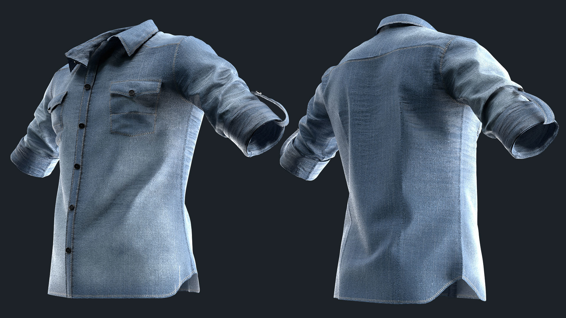 Men Jean outfit - marvelous - clo - obj - fbx 3D model_2