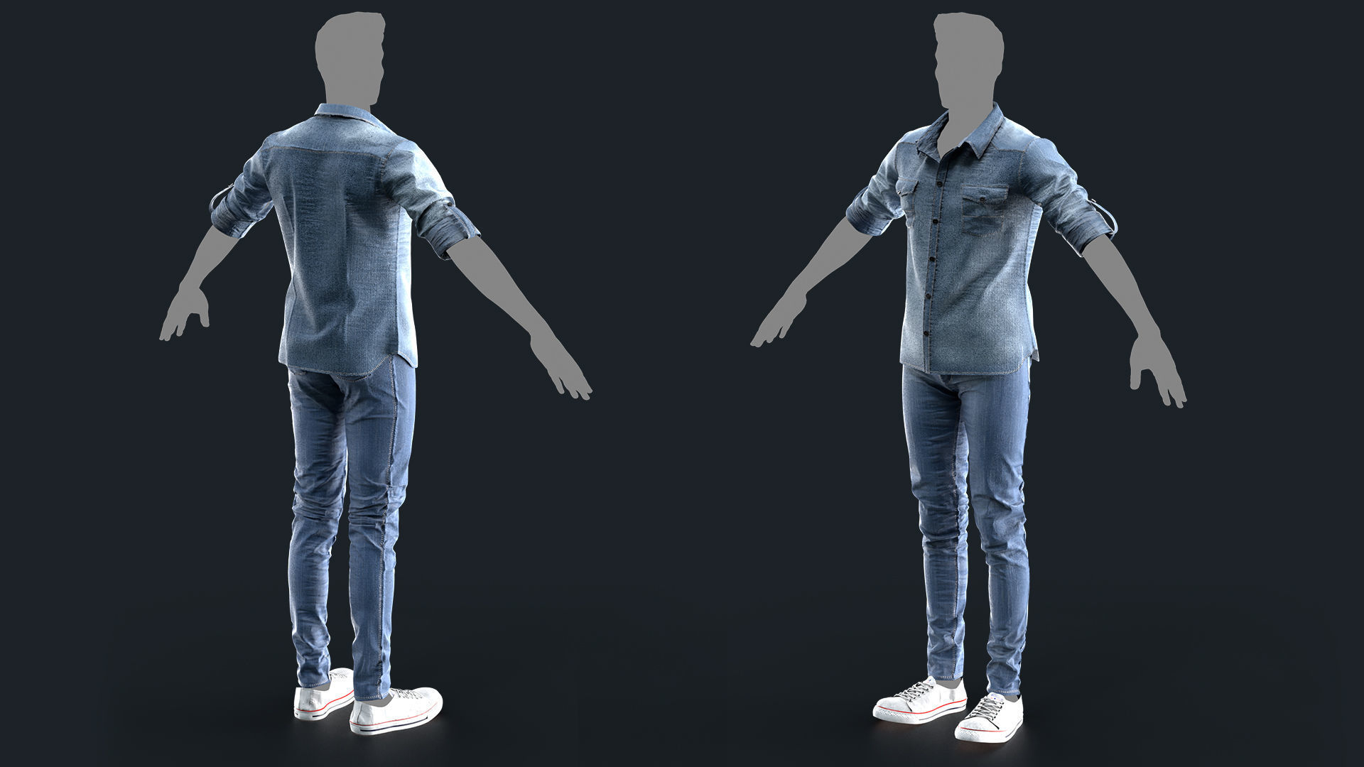 Men Jean outfit - marvelous - clo - obj - fbx 3D model_1