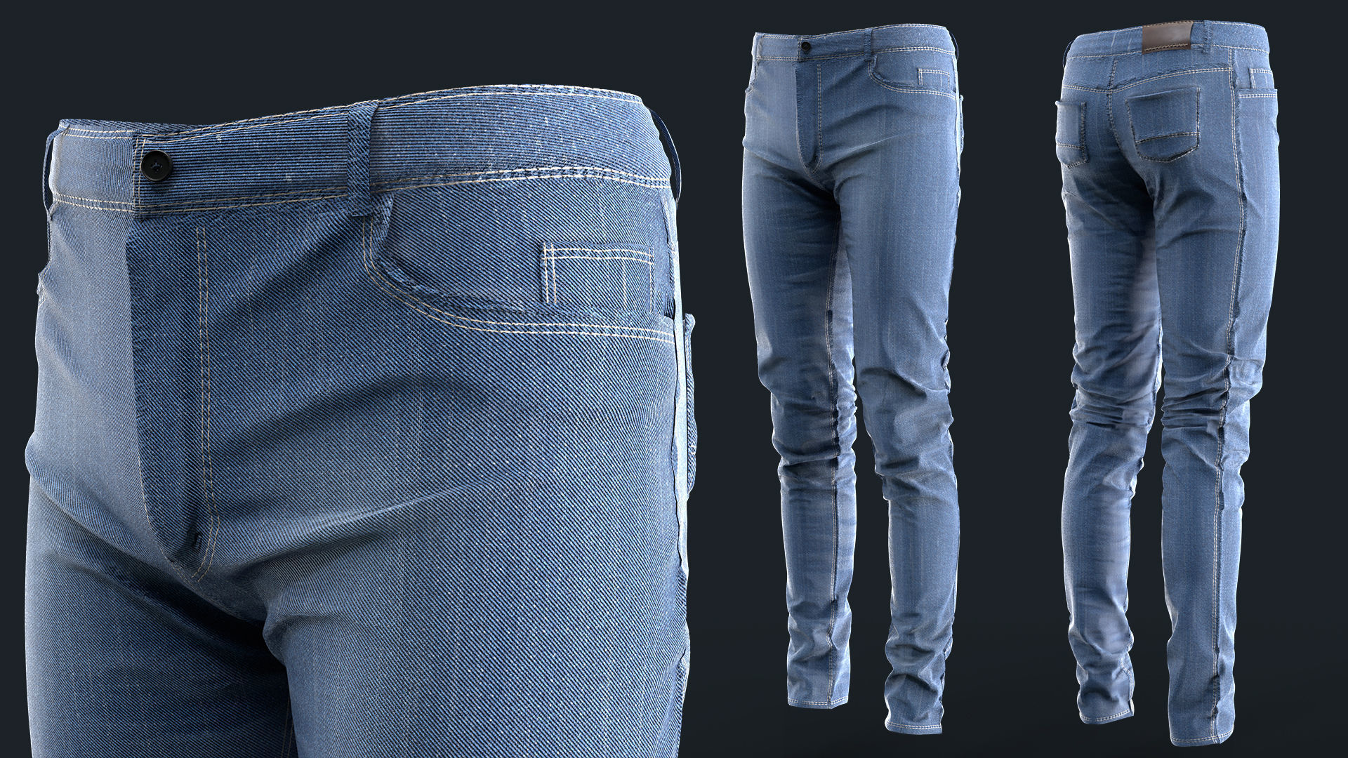 Men Jean outfit - marvelous - clo - obj - fbx 3D model_3