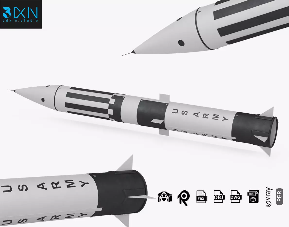 MGM-31 Pershing 1 Solid-Fueled Ballistic Missile 3D model