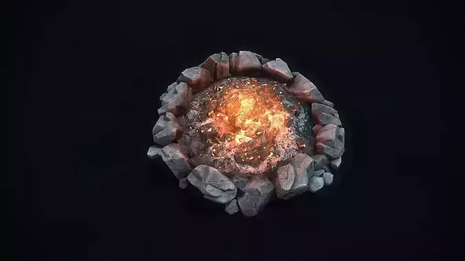 Camping  bonfire Low-poly 3D model