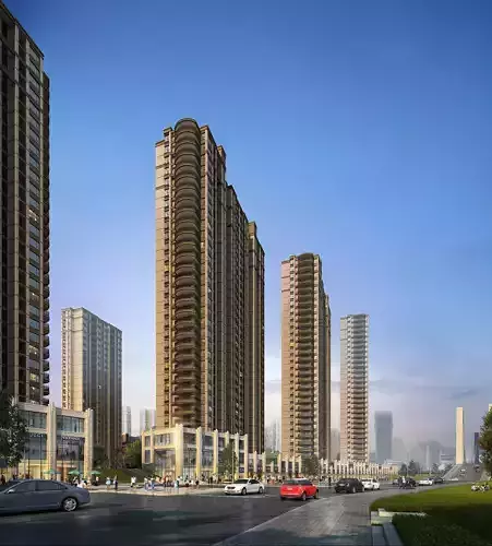 3Dmax fashion city commercial square building 205