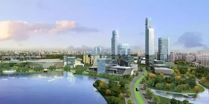 3Dmax fashion city commercial square building 206