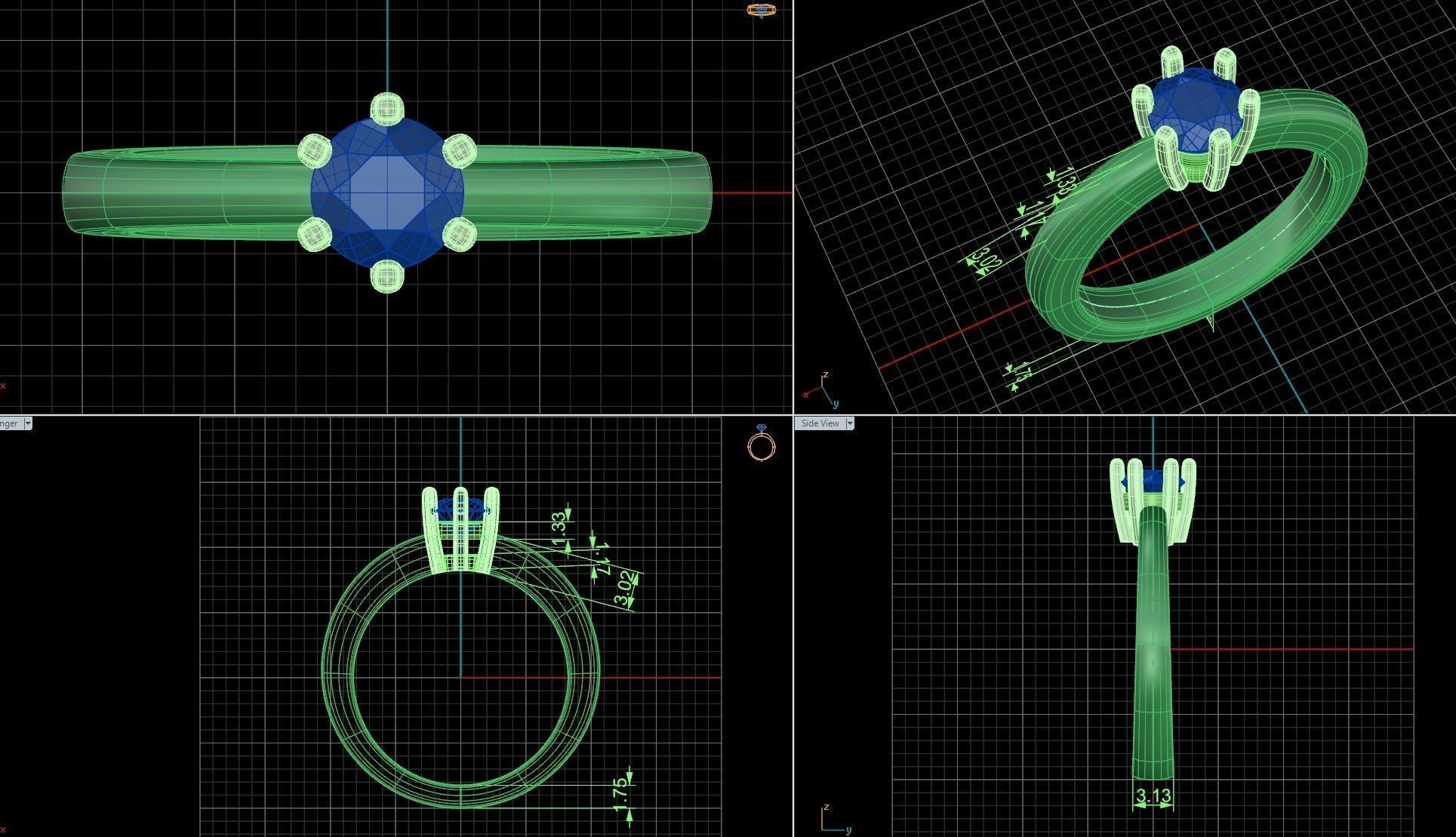 Classic business style engagment ring  6 prong  3D print model_6