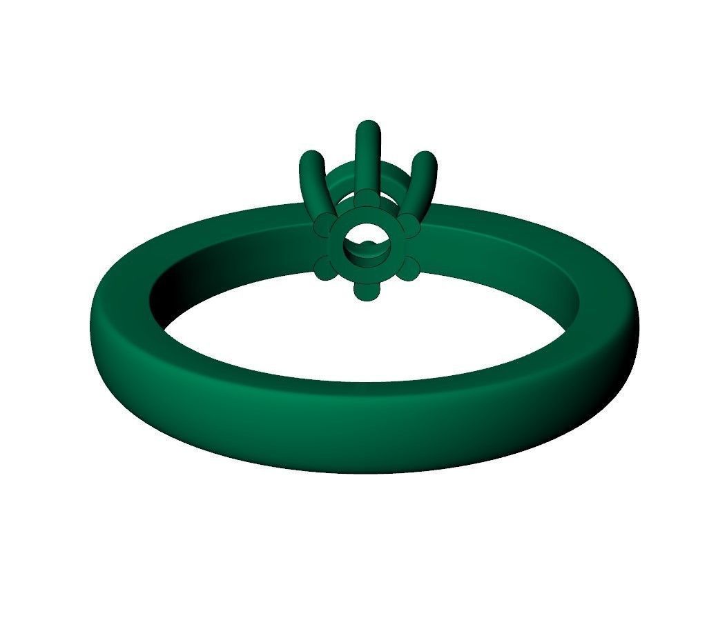 Classic business style engagment ring  6 prong  3D print model_9